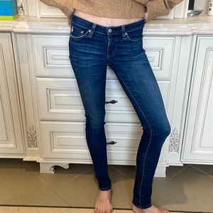 AG low rise blue skinny jeans